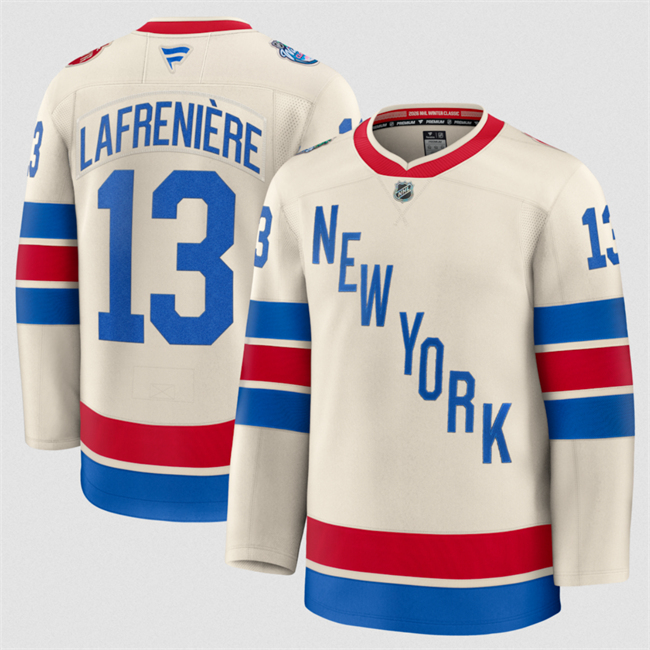 Men's New York Rangers #13 Alexis Lafreniere Beige 2026 Winter Classic Stitched Hockey Jersey